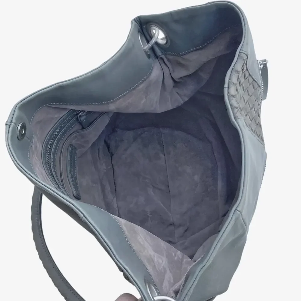 Liebeskind Berlin Jay Oversized Tumbled Leather Bucket Hobo Shoulder Bag Gray